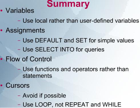 Optimizing Stored Routines